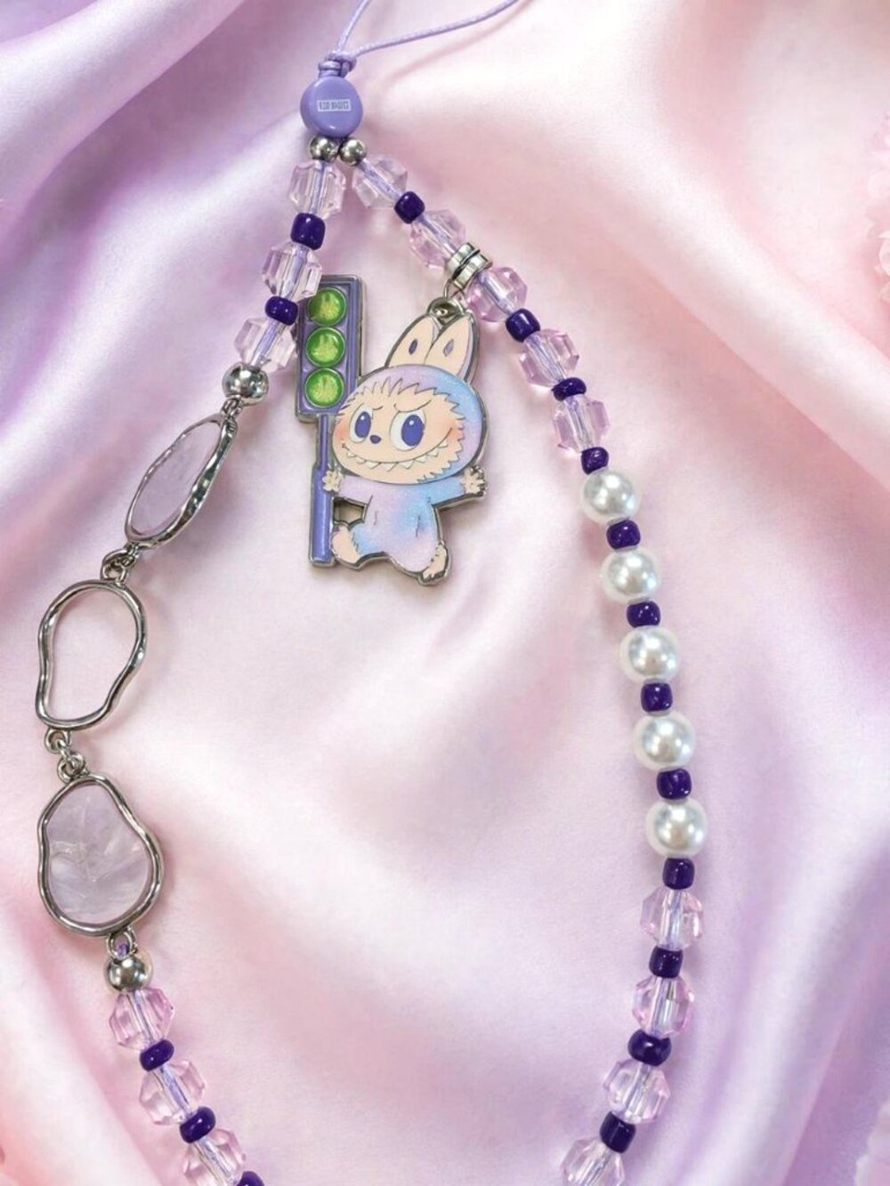 Pop Mart Labubu Purple Beaded Phone Charm